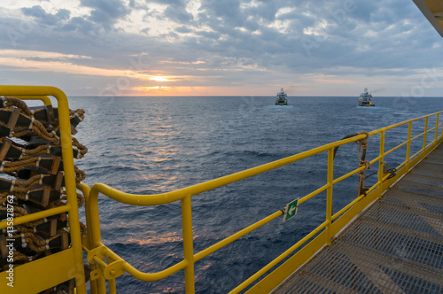 Sunrise view from offshore jackup drilling rig. © HADAPI