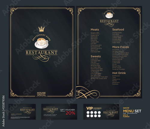 Creative menu design. Layout design, Design set for menu restaur