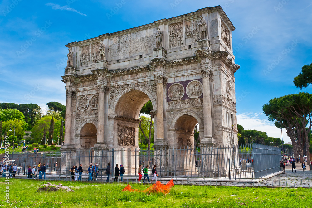 The Triumphal Arch of Constantine in Rome, Italy.