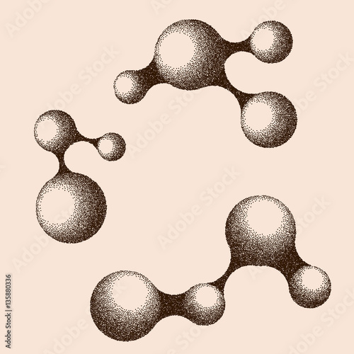 Stippled  Molecule Structure   - vector illustration 