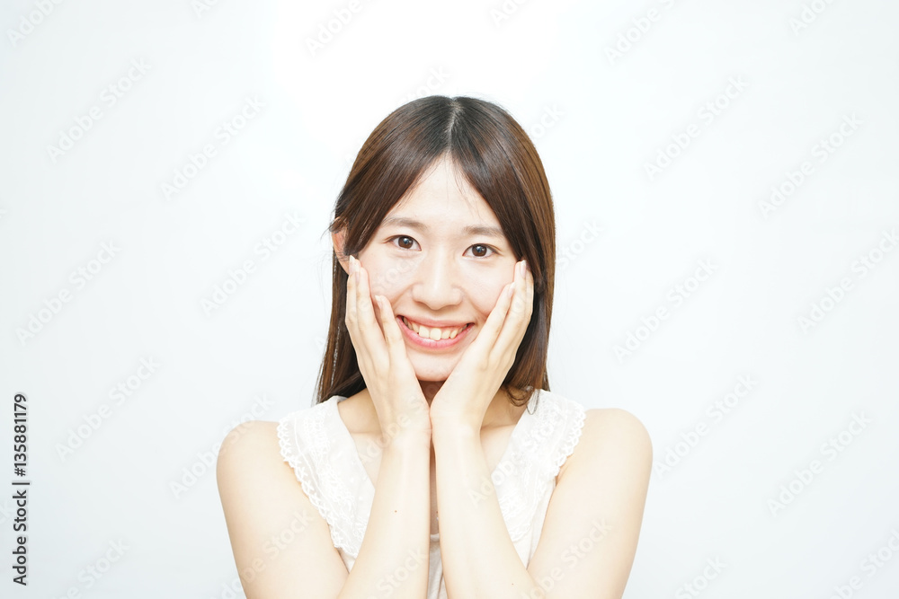 Young woman skin caring in the room Young woman skin caring in the room
