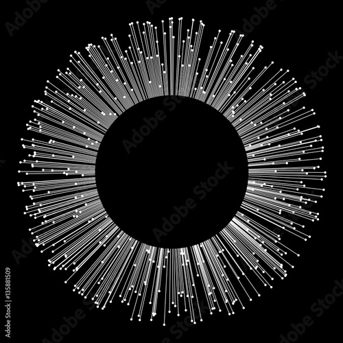 Rays ring for design project on black - vector illustration 