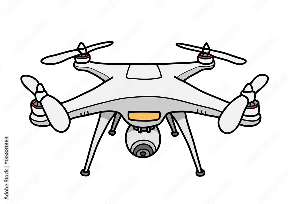 Camera Drone Vector Illustration, a hand drawn vector doodle illustration  of a camera drone. Stock Vector | Adobe Stock