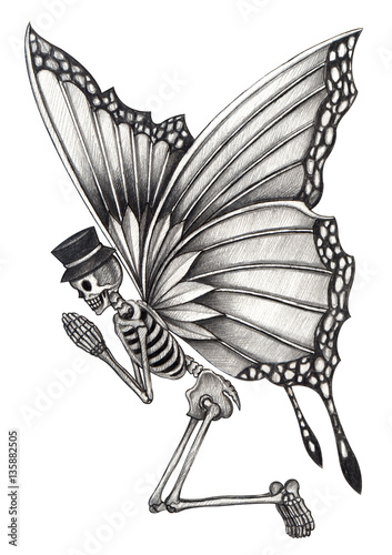 Canvastavla Skull fairy surreal