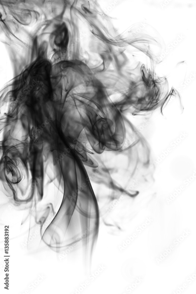 Fototapeta premium Toxic fumes movement on a white background..