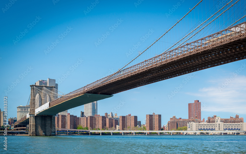 Brooklyn Bridge over Manhattan view in day time Brooklyn Bridge over Manhattan view in day time