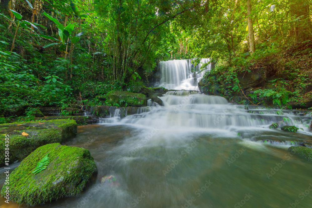 beautiful waterfall in rainforest at phu tub berk mountain phet beautiful waterfall in rainforest at phu tub berk mountain phet