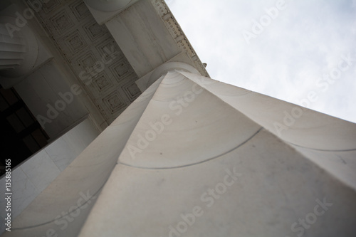 Looking up at a Lincoln Memorial pillar