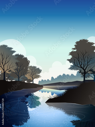 river in deep forest at noon