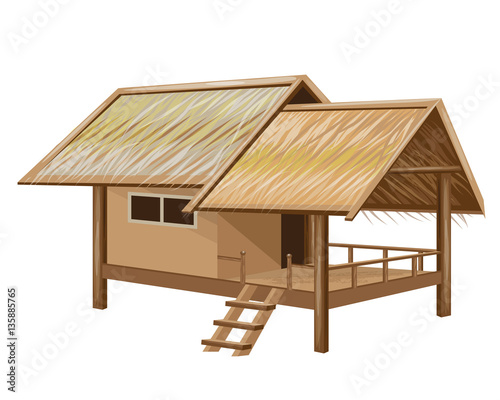 straw roof hut vector design