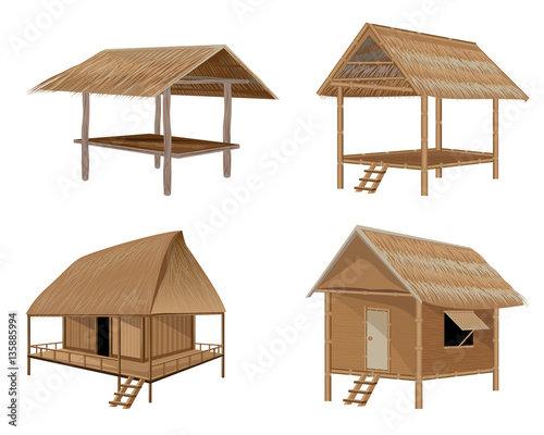 straw roof hut vector design