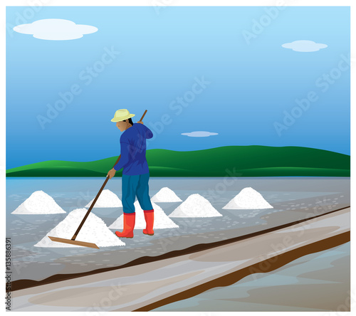 agriculturist work in saline field vector design