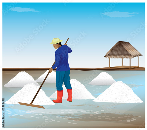 agriculturist work in saline field vector design
