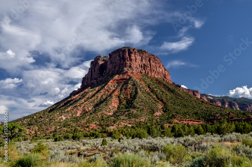 towering butte at the entrance of John Brown Canyon Unaweep-Tabeguache scenic byway, Gateway, Mesa County, Colorado, USA