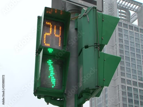 Time counter and green dummy on the traffic light photo