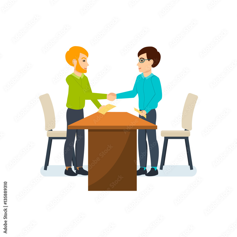 Obraz premium Meeting of two business partners in a quiet cozy atmosphere.
