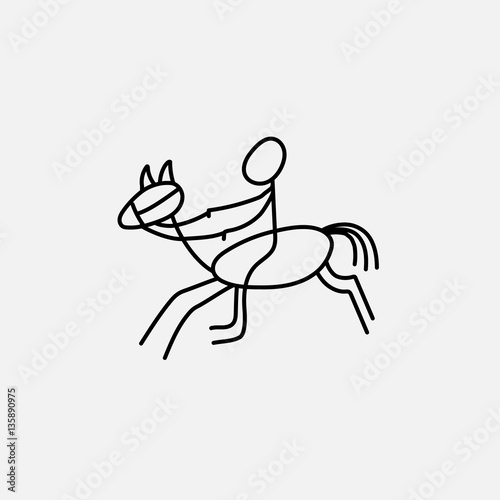 Cartoon stick figure horseman