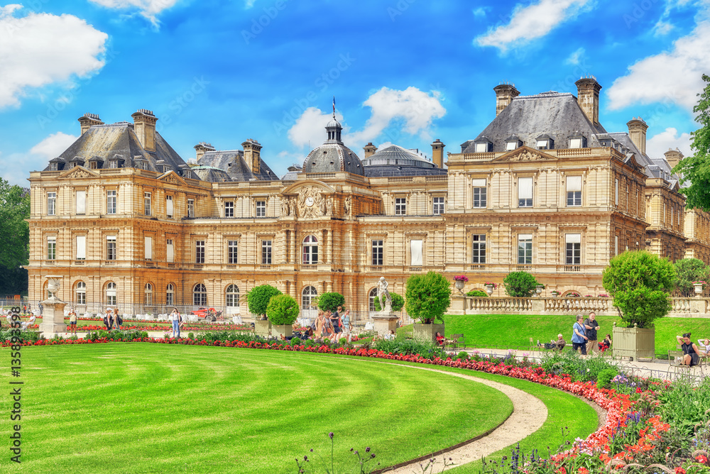 Luxembourg Palace and park in Paris, the Jardin du Luxembourg, o