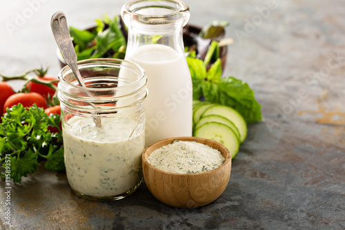 Making ranch dressing from a dry mix