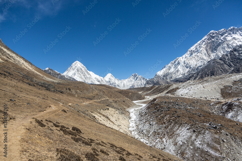 Path leading to Everest in the Himalayas in Nepal