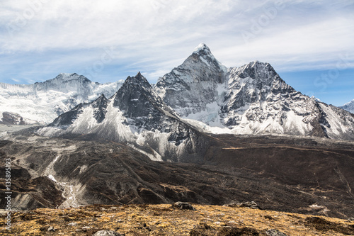Amphu gyabjen peak (5630m) in the Himalayas in Nepal photo