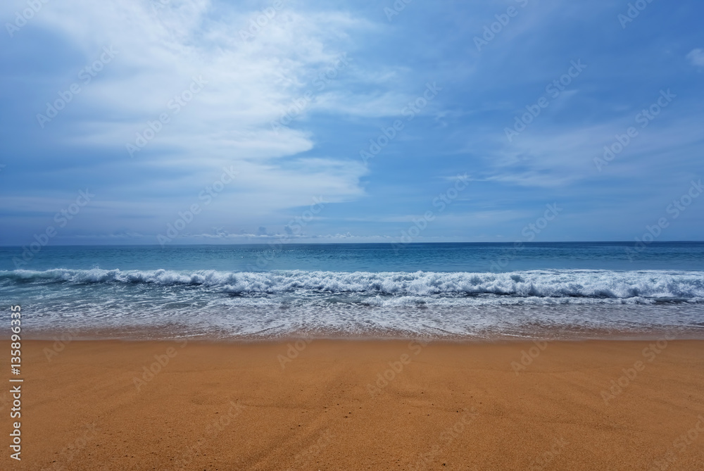 Nature background blue sky and clear water