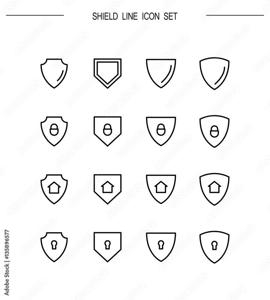 Shield flat icon set Shield flat icon set