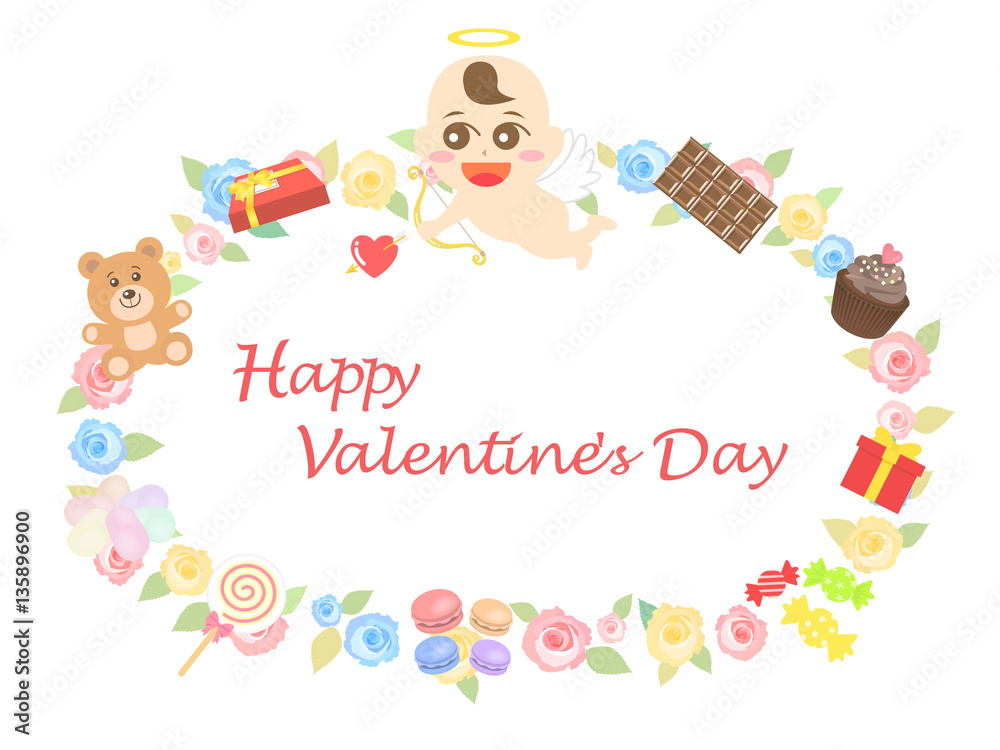 Obraz premium バレンタインのイラストフレーム