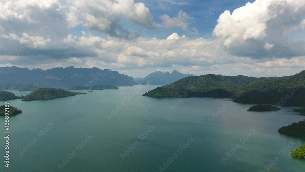 Aerial view on Cheow Lan Lake, Khao Sok National Park in southern Thailand, 4k
Aerial view on Cheow Lan Lake, Khao Sok National Park in southern Thailand, 4k