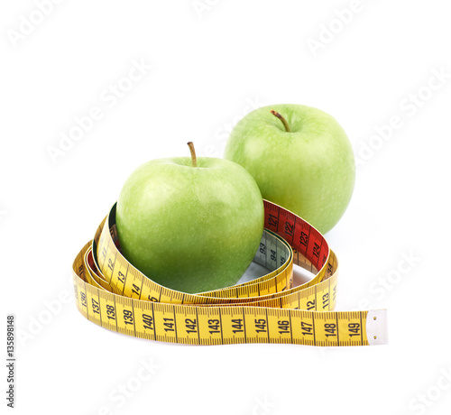 Apples tied with the measuring tape