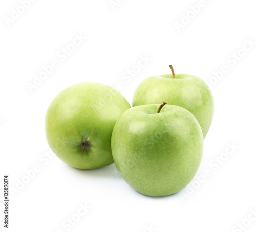 Pile of green apples isolated