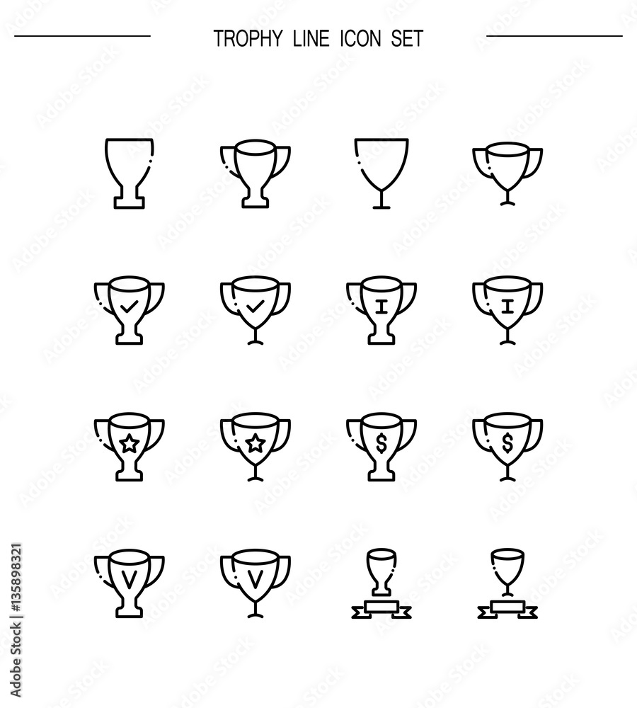 Trophy flat icon set. Trophy flat icon set.