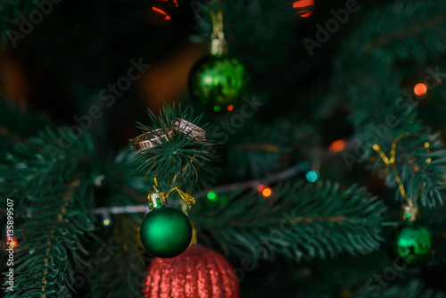 Wedding rings on Christmas tree