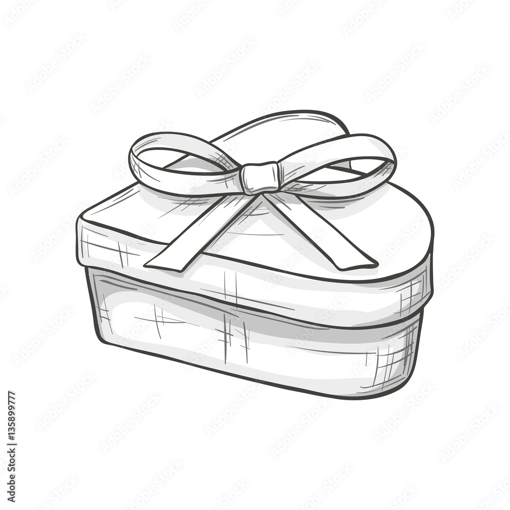 Premium Vector  Black and white drawing of a gift box with a bow