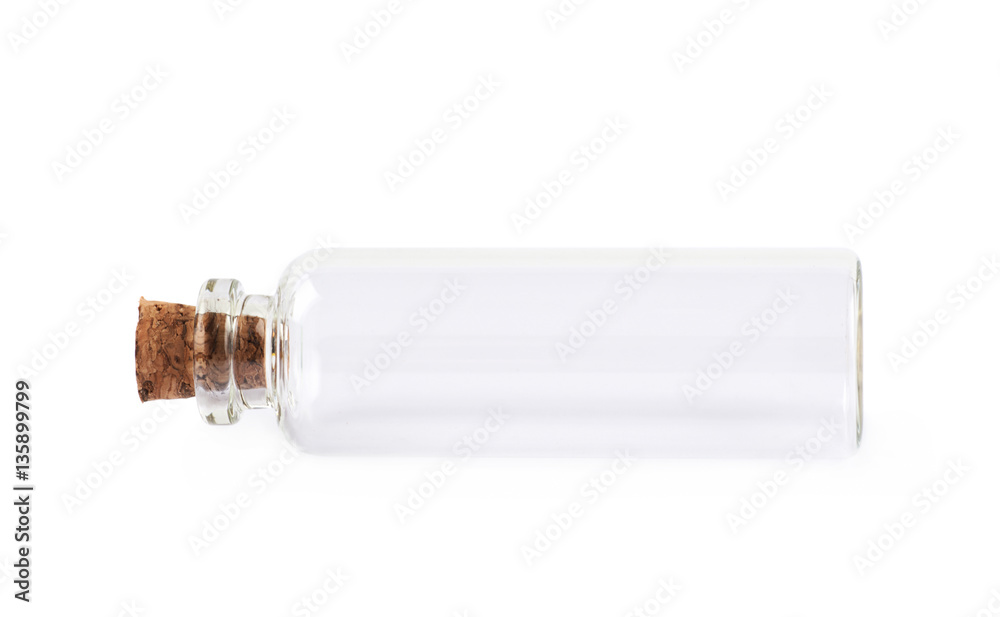 Tiny glass bottle with a cork Tiny glass bottle with a cork