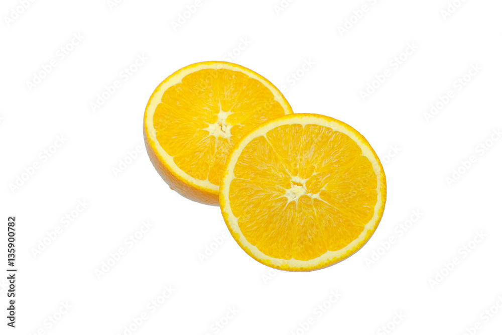 navel oranges on white background