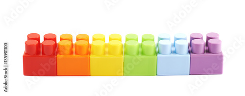 Line of toy bricks isolated