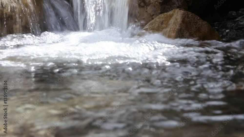 flowing water rushing through the rocks of the mountain brook