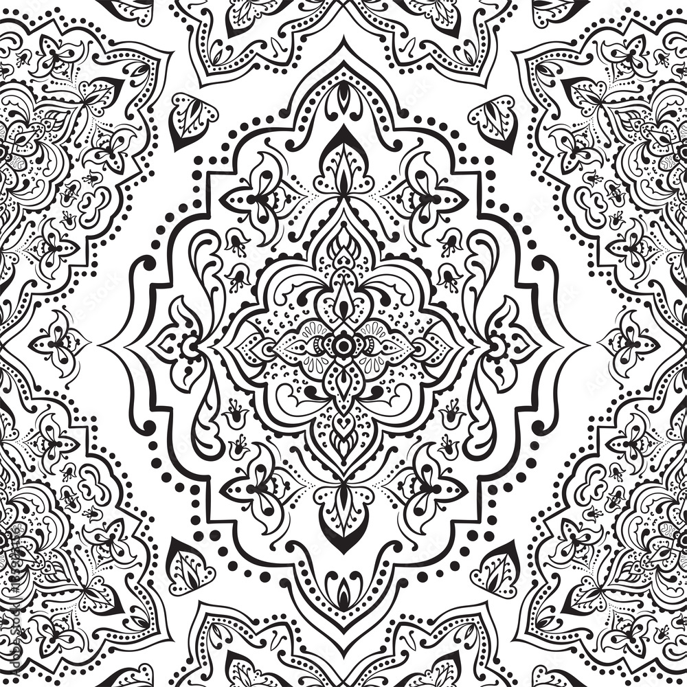 Fototapeta premium Hand drawn vector ethnic ornamental seamless pattern