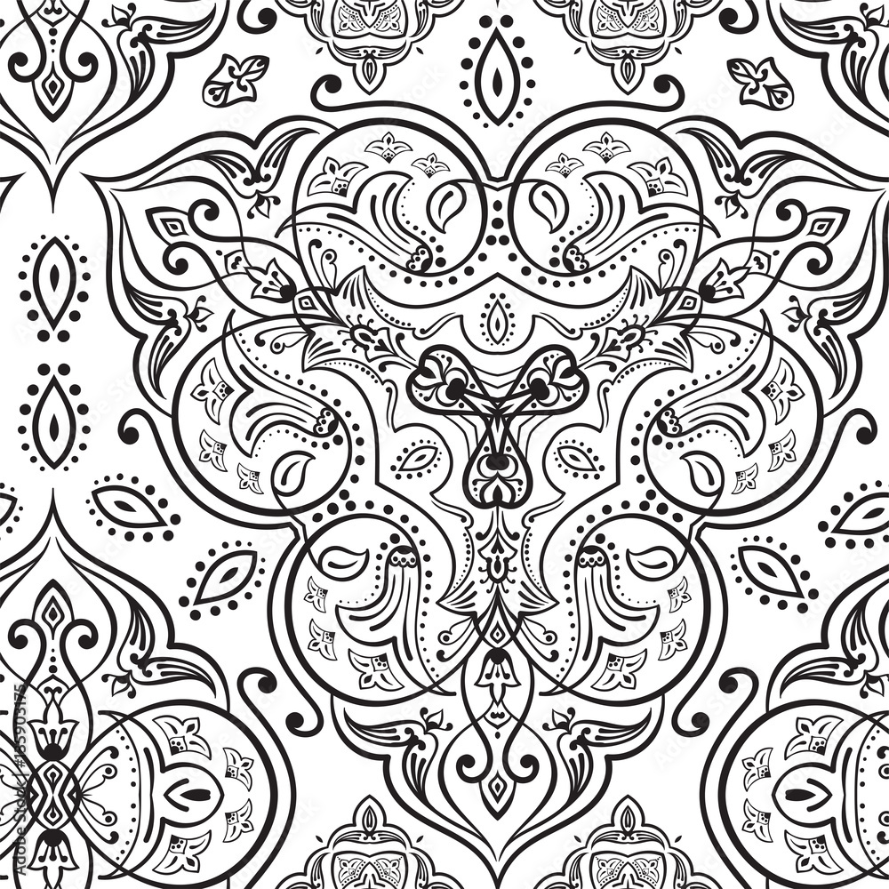 Hand drawn vector ethnic ornamental seamless pattern