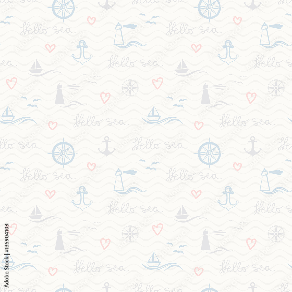 seamless pattern with maritime elements