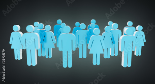 Wallpaper Mural White and blue group of people icon 3D rendering Torontodigital.ca