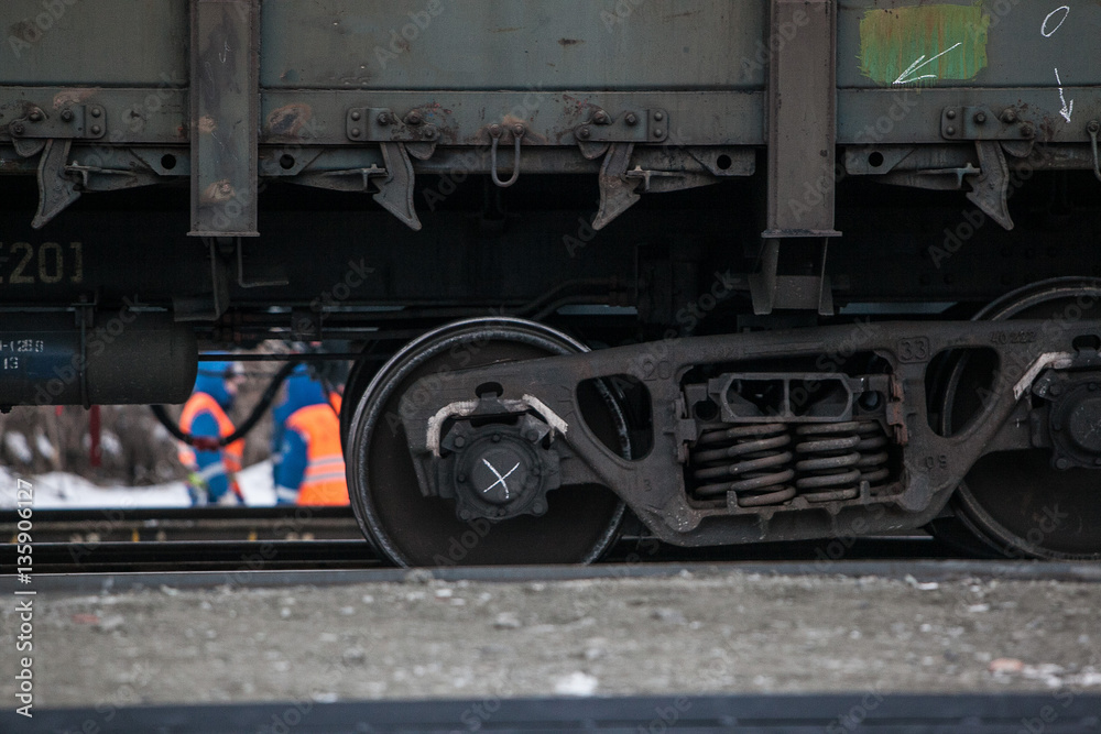 Derailed train coaches at the site of a train accident Derailed train coaches at the site of a train accident