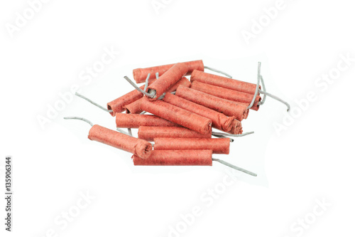 Red Firecrackers isolated on white background