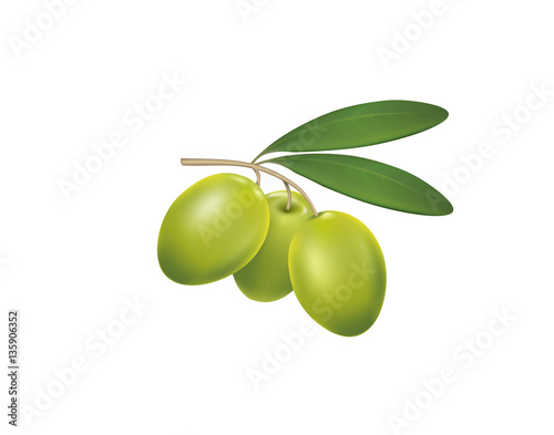 Green olives on a white background