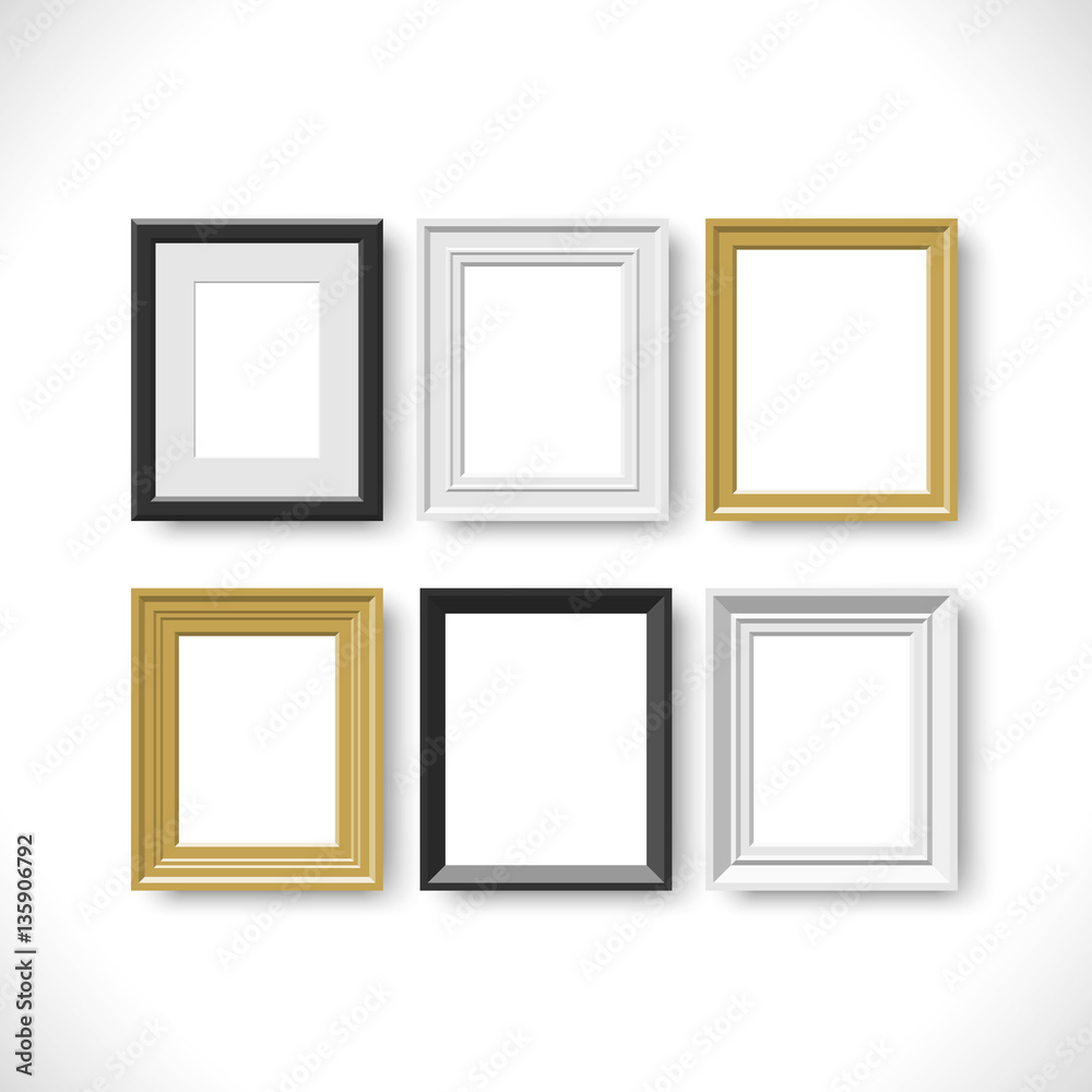 blank picture frames on white background set blank picture frames on white background set