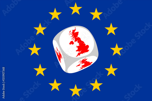 Brexit Europaflagge mit Würfel