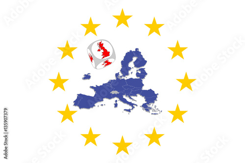 Europakarte mit Brexit Würfel