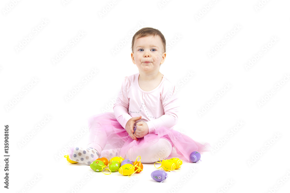Portrait of a cute baby with Easter eggs Portrait of a cute baby with Easter eggs