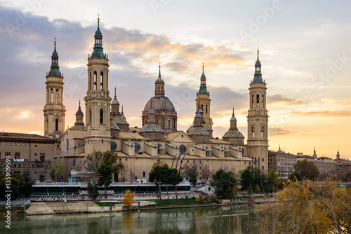 View of Basilica Pilar in Zaragoza , Spain.